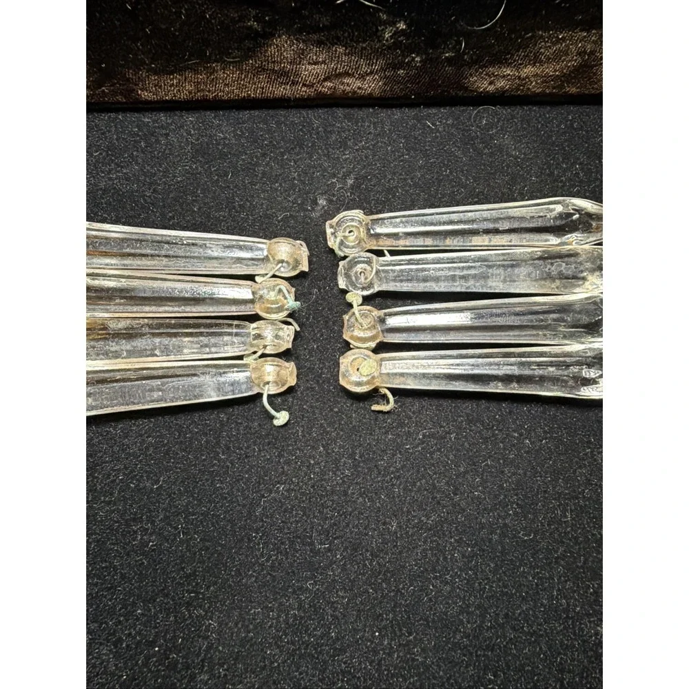Lot of 8 Vintage Cut Crystal Prism Chandelier Lustre Lamp Parts Spear 3 1/4 IN